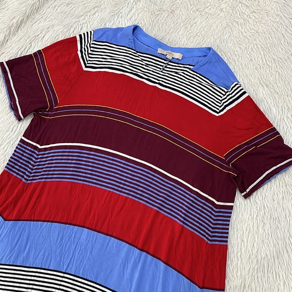Loft red blue striped t shirt summer dress size xl - Picture 2 of 5